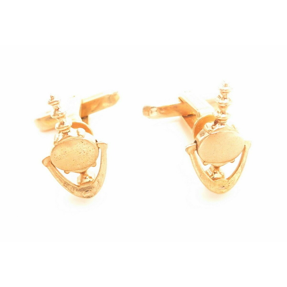 Vintage Signed Hickok USA Signed‎ Articulated Door Knocker Gold Tone Cufflinks